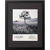 Gallery Solutions - Black Wood Wall Frame 11"x14" - Premium Quality - Rectangular Wall Mount - Classic Design for 8"x10" Photos - Ready-to-Hang - Enhance Your Home or Office D&eacute;cor with this Elegant Frame - Ideal for Showcasing Memories