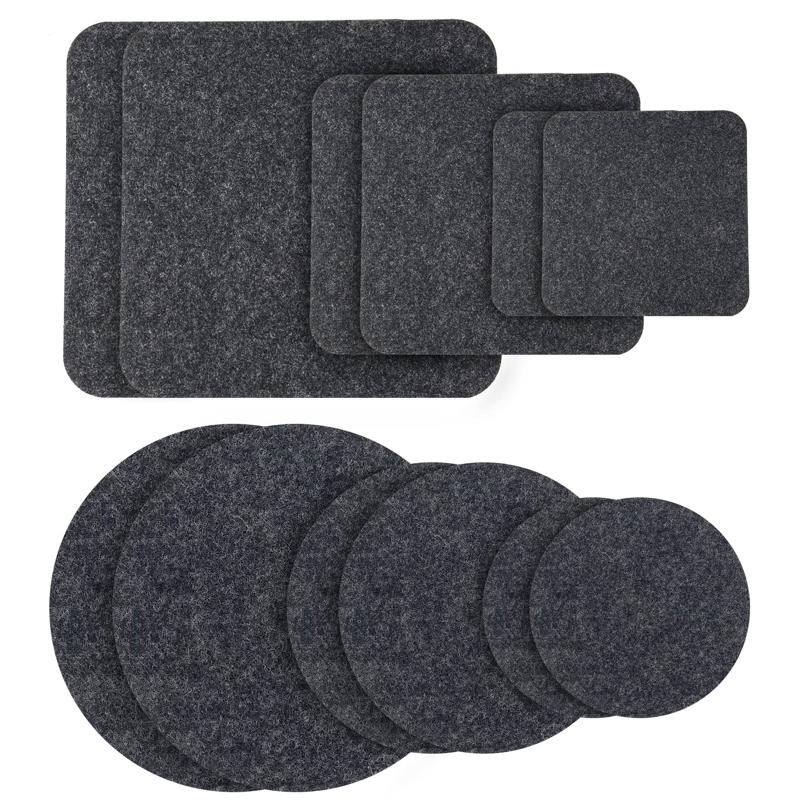 12 Black Felt Coasters - Absorbent Drink Coasters, DIY Set (Round, Square) - 4/6/8 Inch