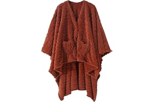 MOWKIM Wearable Blanket Sherpa Fleece Shawl Blanket with Pockets Blanket Poncho Cape for Adults, Cozy Shawl TV Throw Blankets