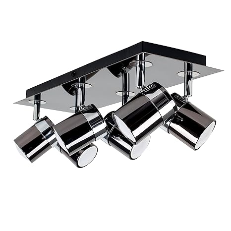 Modern Rectangular 6 Way Adjustable Ceiling Spotlight In A Black