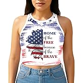 4th of July Patriotic Tank Tops for Women American Flag Crop Tops Sleeveless Shirts