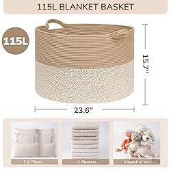 INDRESSME 115L Extra Large Woven Baskets for