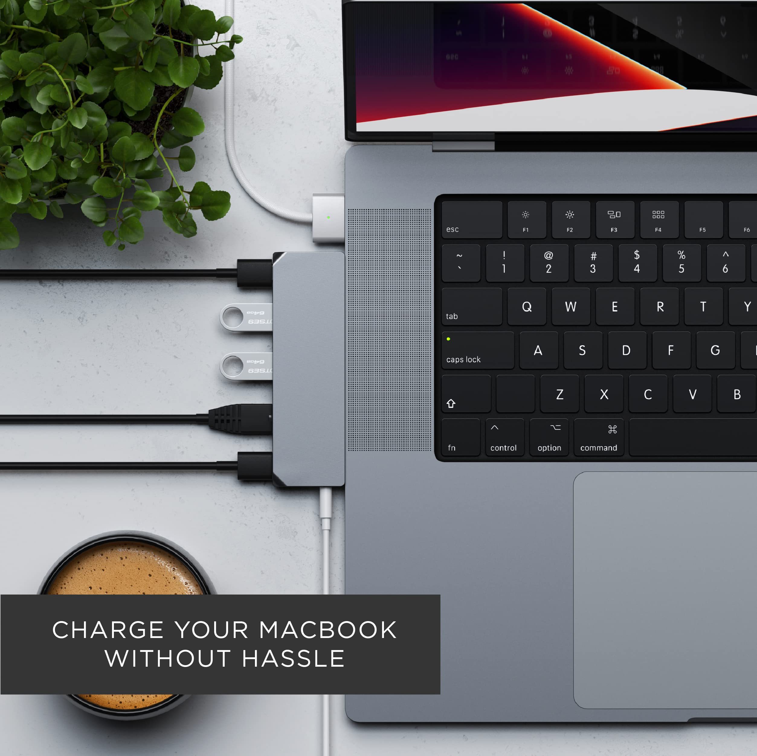 Satechi USB C Hub Multiport Adapter Pro Hub Mini, USBC Dongle with USB4 Port, USB-C Data, 2 USB-A Data, Ethernet, Audio Jack, for MacBook Air/Pro M5/M4 - Space Gray