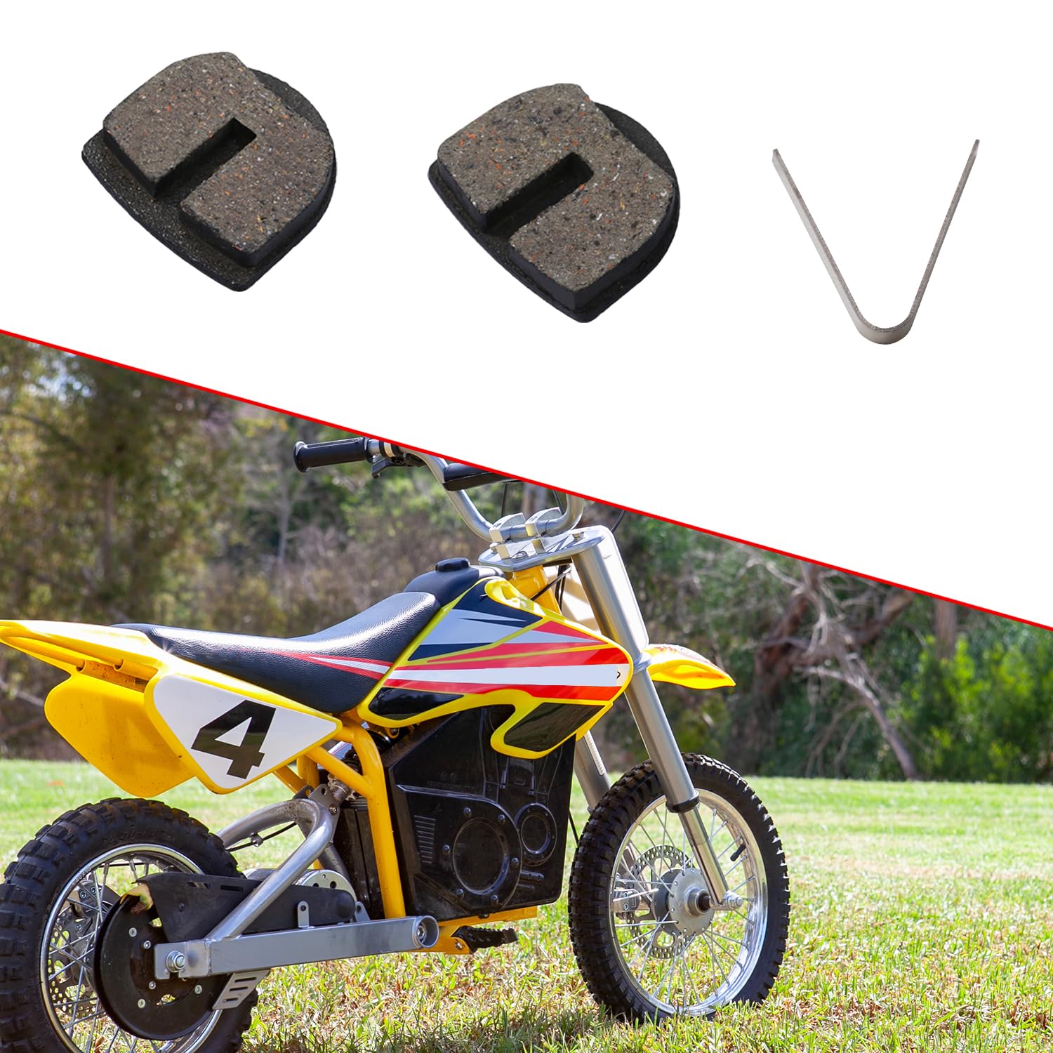 KAMIER Rounded Front Rear Brake Pads Replacement for Razor Electric Dirt Quad 500 MX650 MX500 SX500 Mcgrath RSF650 Dirt Bike 4 Wheeler ATV Kids Off Road Motocross YK2 Flame Disc Brake Caliper Parts