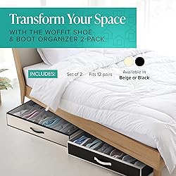 Woffit Under Bed Shoe Storage Organizer – Set of