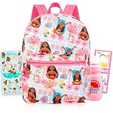 Moana Backpack for Girls - Bundle with 16&rdquo; Disney Backpack with Water Bottle, Stickers, More | Moana School Bag Set for Girls, Toddlers