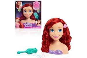 Disney Princess 20 cm Ariel Hairdressing Head with Accessories, 7 Pieces, Red Hair, Children's Toy from 3 Years by Just Play,