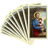 Needzo Saint Joseph The Protector Holy Prayer Cards, Religious Father's Ideas for Catholic Men, Pack of 10, 4.125 Inches