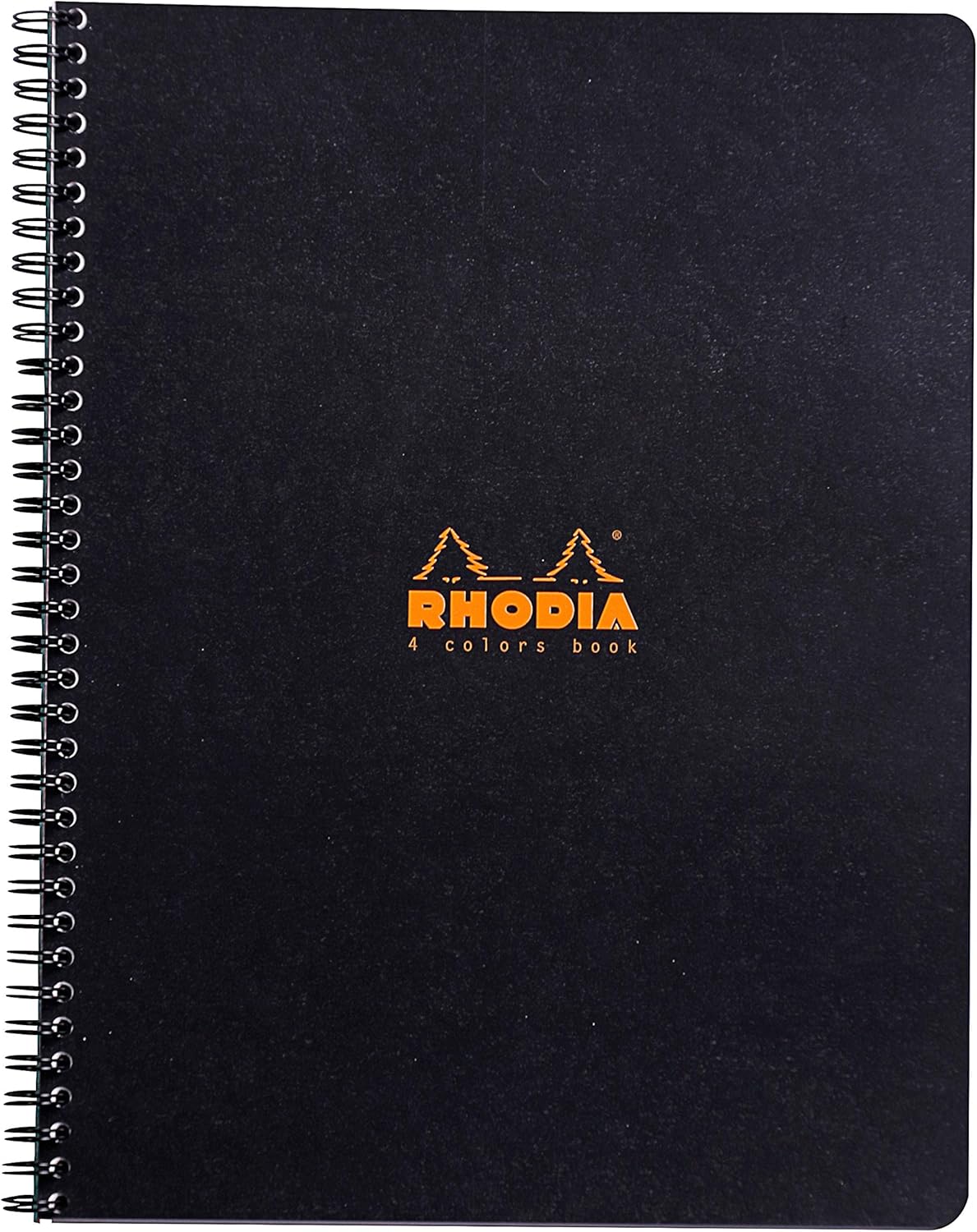 RHODIA 19320C, Spiral Notebook (Full Bound) 4coloRsbook Black or Orange, A4+, Small Squares