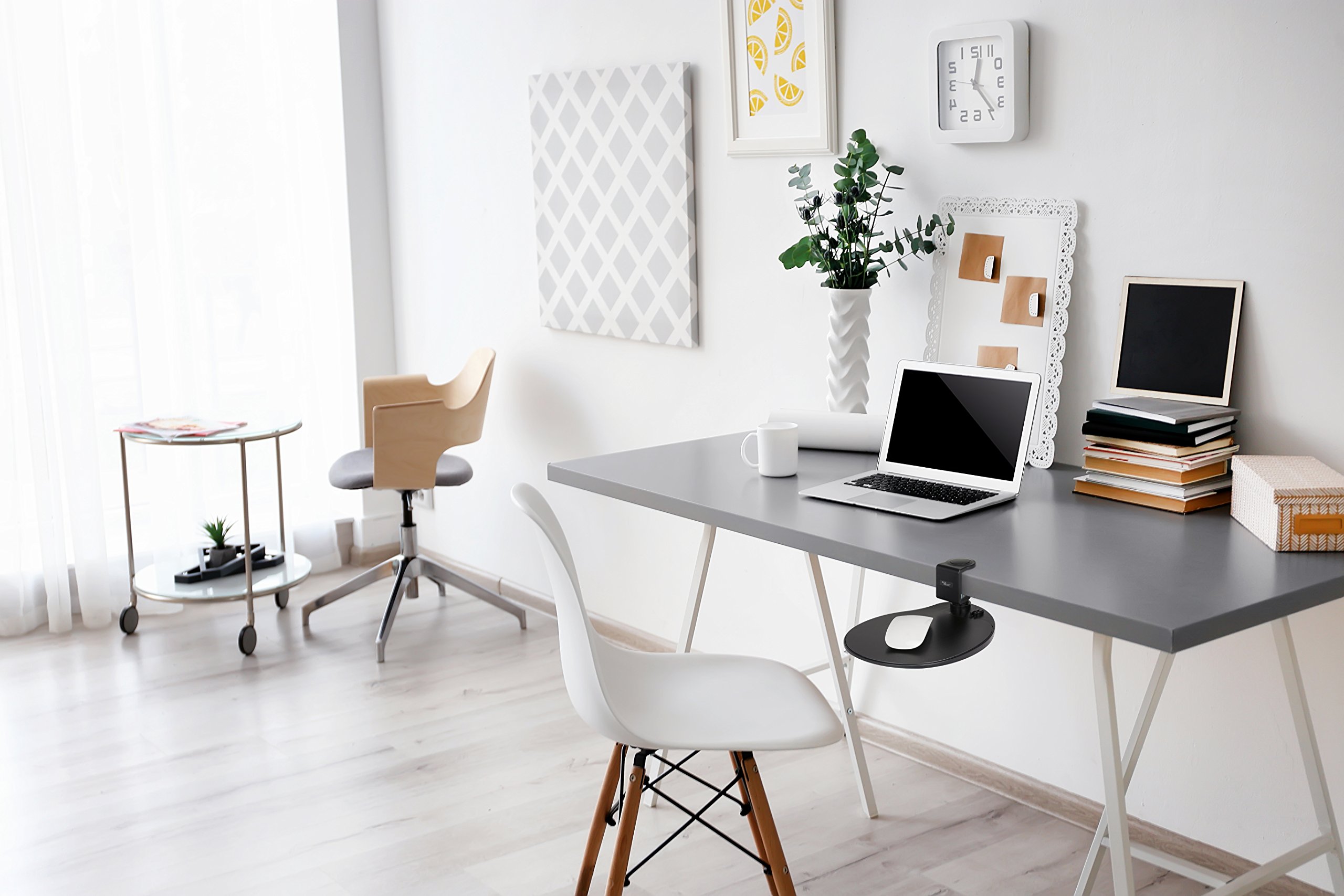 Clamp on Mouse Platform / Clip on Mouse Pad Rotating 360 Degree, Adjustable Ergonomic Mouse Tray