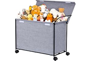 SWTYMIKI Large Toy Box Toy Storage - with Wheels Big Toy Chest for Kids Toy Organizer Bins, Toy Boxes for Kids Girls Boys, Stuffed Animals, Clothes, Nursery Bedroom 23.6" L x 17.7" H x 11.8" W