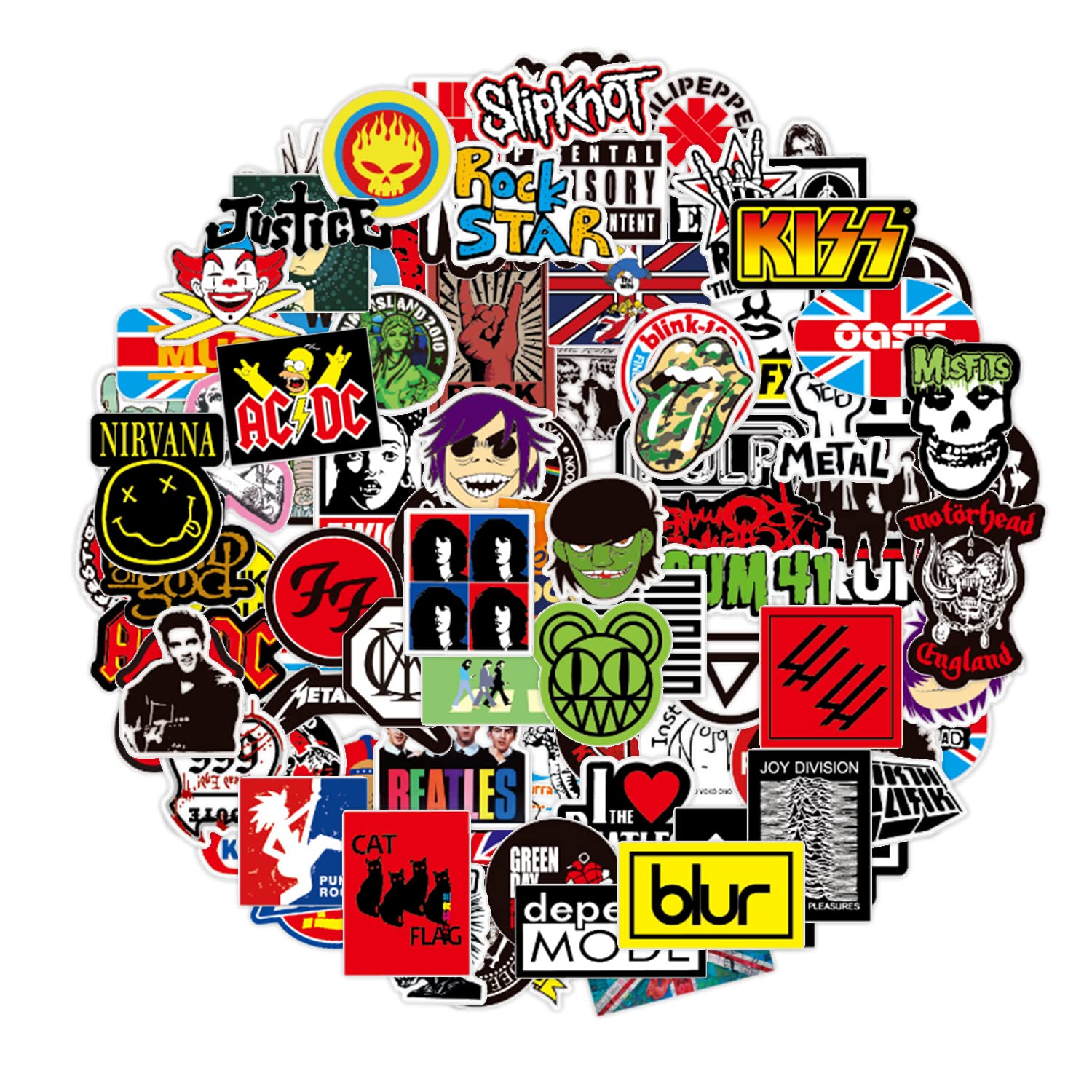 Rock Music Band Stickers, 100 Pcs Vinyl Waterproof Decals Fashion Hip-Hop Decals graffiti stickers for Teens Adults Laptop Water bottle Motorcycle Bicycle Skateboard Luggage Y4-YGTZ (Music)