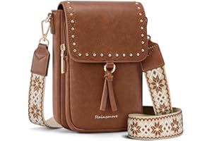 RAINSMORE Crossbody Bag for Women, Vegan Leather Cell Phone Purse with Card Slots, Small Shoulder Handbags