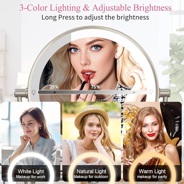 WALL MOUNTED MAKEUP MIRROR WITH LIGHTS 30X/1X DOUBLE-SIDED VANITY MIRROR