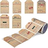 200Pcs Self Adhesive Kraft Christmas Gift Tags, Santa Claus Stickers, Writable Kraft Paper Labels for Xmas Holiday Presents, Envelopes, and Cards - 6 Festive Designs for Christmas Decorations