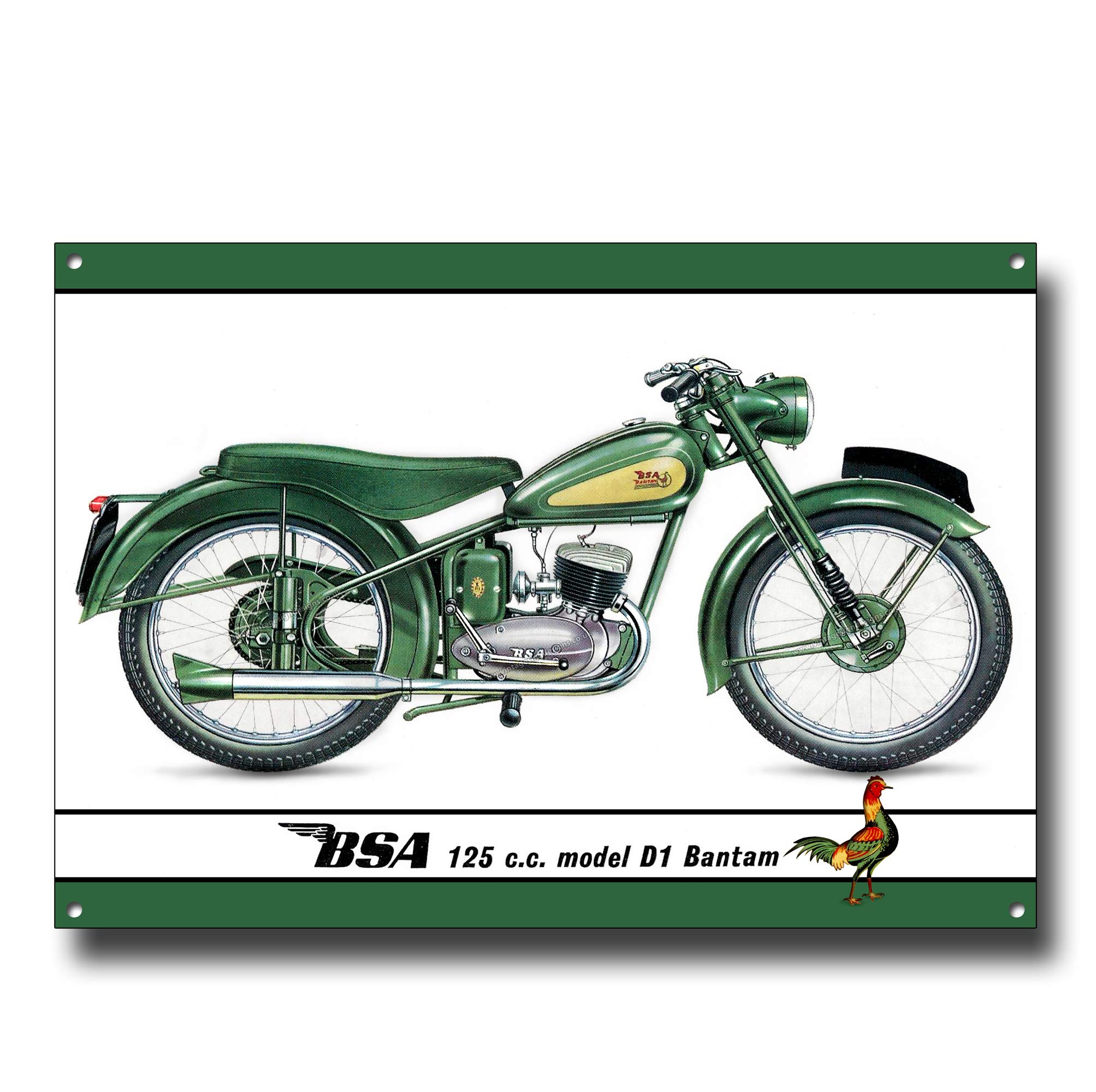 BSA 125cc model D1 Bantam quality metal sign. OFFICIALLY LICENSED B.S.A PRODUCT. © &™ BSA