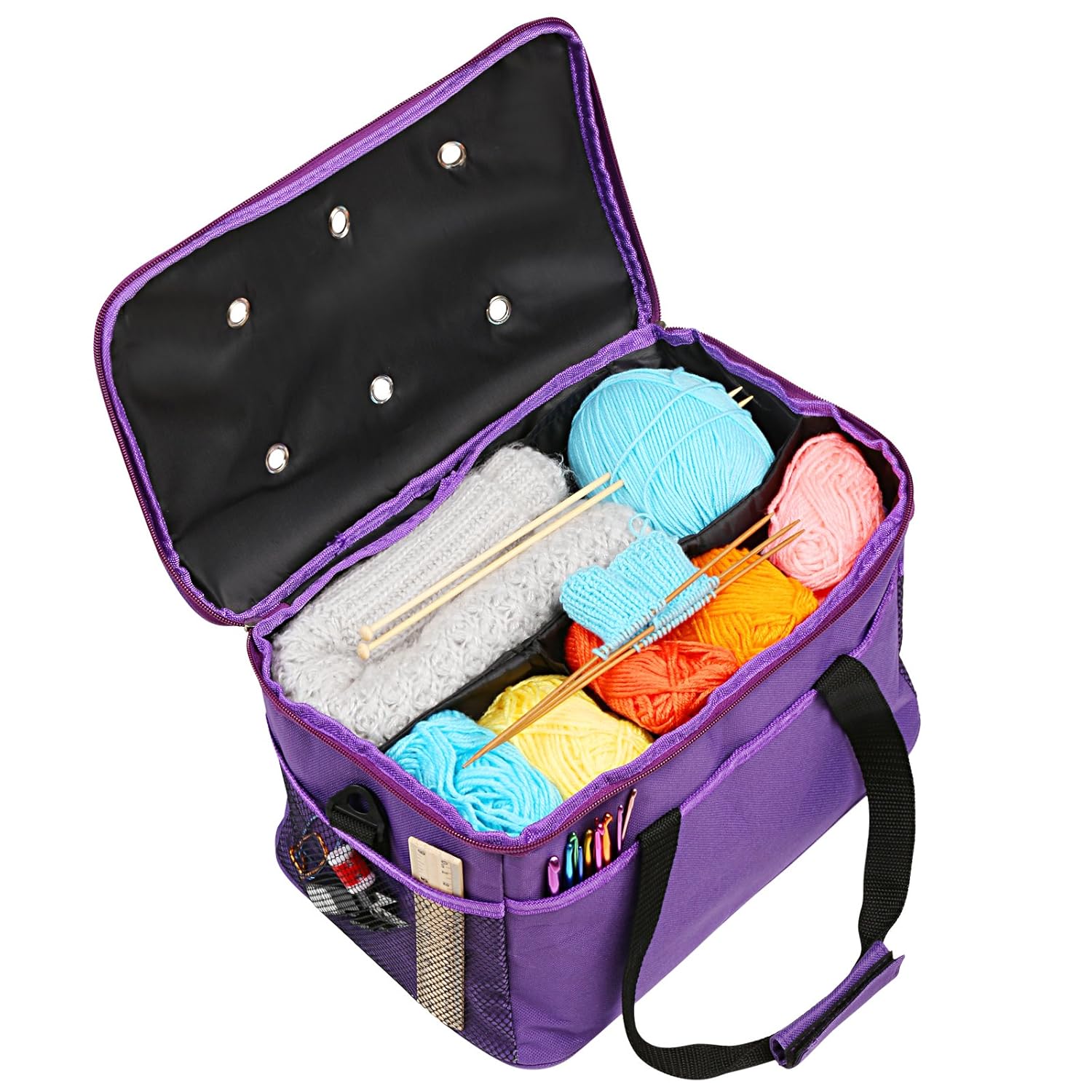 LEMESO Knitting Bag Portable Yarn Storage Tote with Inner Four