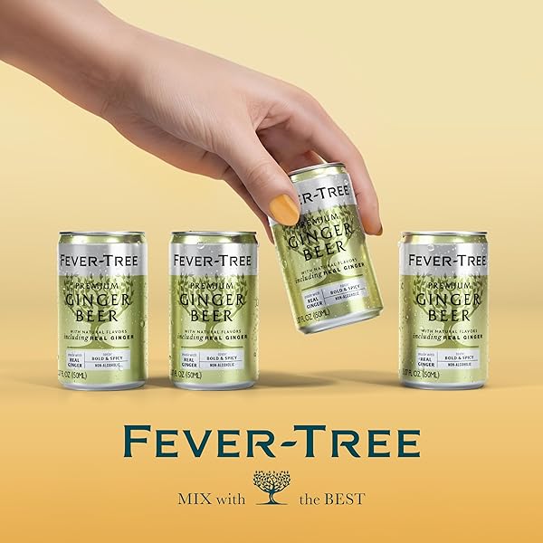FEVER TREE GINGER BEER – PREMIUM QUALITY MIXER – REFRESHING BEVERAGE FOR COCKTAILS & MOCKTAILS. NATURALLY SOURCED INGREDIENTS, NO ARTIFICIAL SWEETENERS OR COLORS – 150 ML CANS – PACK OF 24