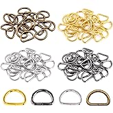 Swpeet 120Pcs 3/4 Inch - 20mm 4Colors Multi-Purpose Metal D Ring Semi-Circular D Ring for Hardware Bags Ring Hand DIY Accessories (Mixed Color, 3/4 inch)