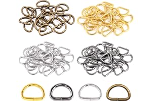 Swpeet 120Pcs 3/4 Inch - 20mm 4Colors Multi-Purpose Metal D Ring Semi-Circular D Ring for Hardware Bags Ring Hand DIY Accessories (Mixed Color, 3/4 inch)