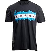 Chicago City Flag Skyline | Vintage Retro-Feel Triblend T-Shirt for Men or Women