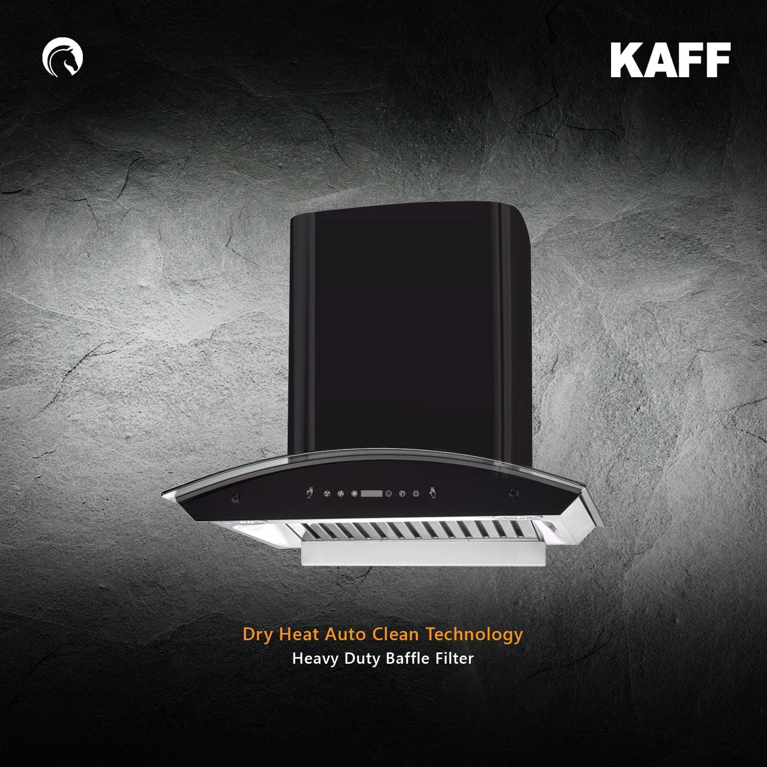 Kaff 60 PRIMA TX DHC 60 Dry Heat Auto Clean Technology 3 Speed Gesture Motion Heavy Duty Baffle Filter Front Panel with Black Glass (PRIMA DHC 60)