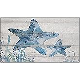 Nogrit Watercolor Ocean Animal Starfish Under The Sea Rustic Waterproof Door Mat Outdoor Entrance 17x30 Inch Non-Slip Doormat