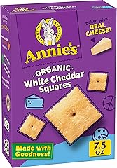 Annie's Organic White Cheddar Squares Baked Snack Crackers, Made with Real Cheese, 7.5 oz