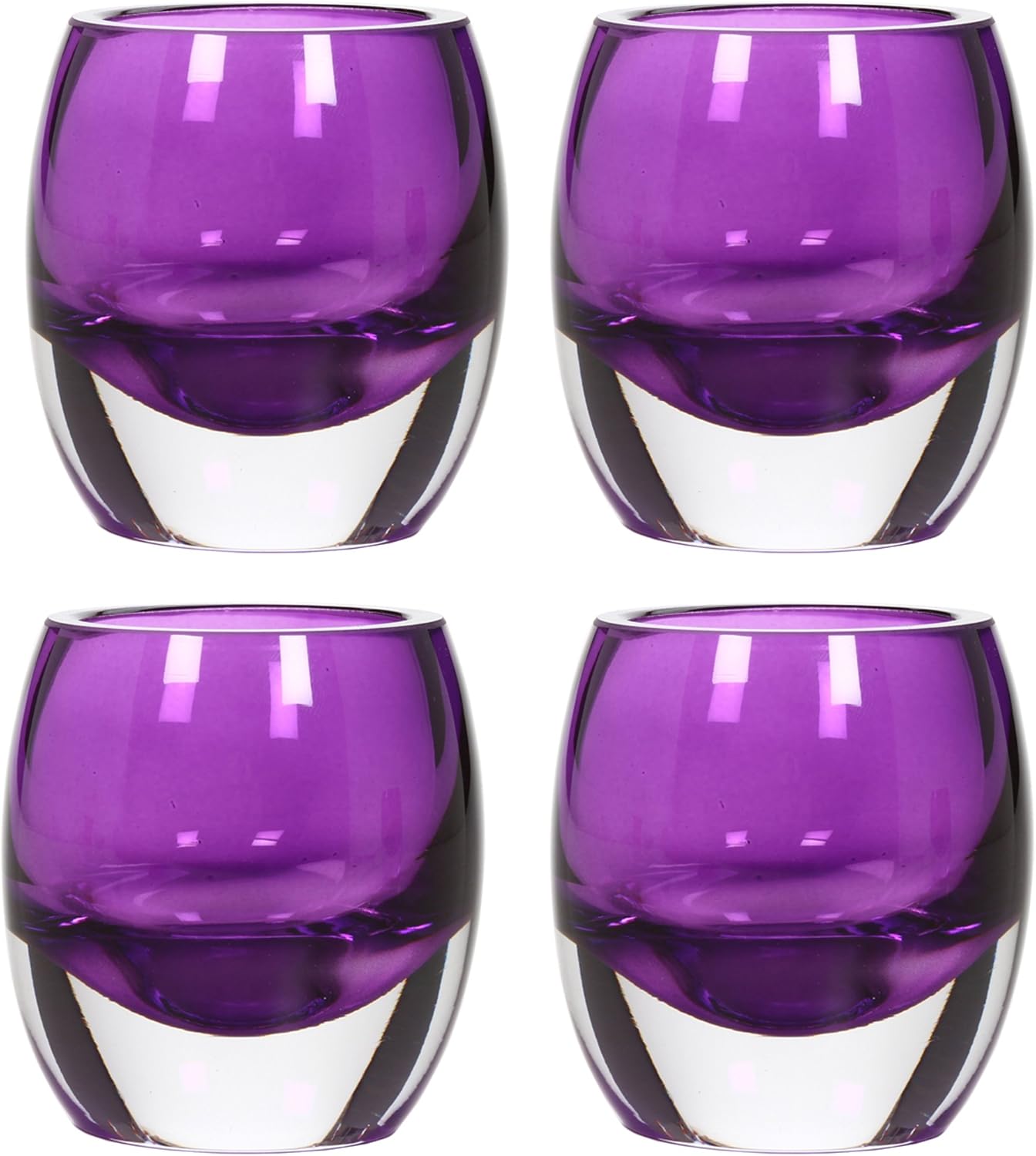 Hosley's Set of 4 Purple Chunky Glass Tea Light Holders 3" High. Best seller. Ideal for