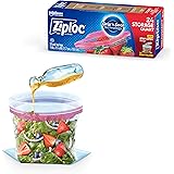 Ziploc Quart Food Storage Bags, New Stay Open Design with Stand-Up Bottom, Easy to Fill, 24 Count