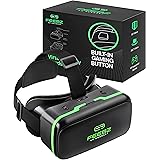 VR Headset Compatible with iPhone & Android 4.5"-6.5" + Built-in Action Button for 3D VR Videos | Universal 3D Glasses Virtua