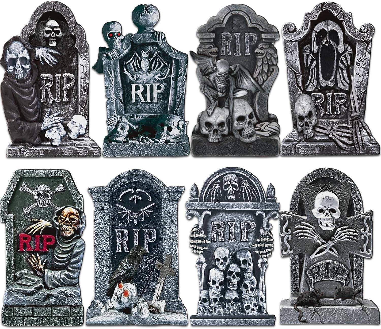 Yard Signs - Jumlys 8 PCS Halloween Tombstone Yard Signs, Perfect Halloween Decoration Outdoor, 15.7