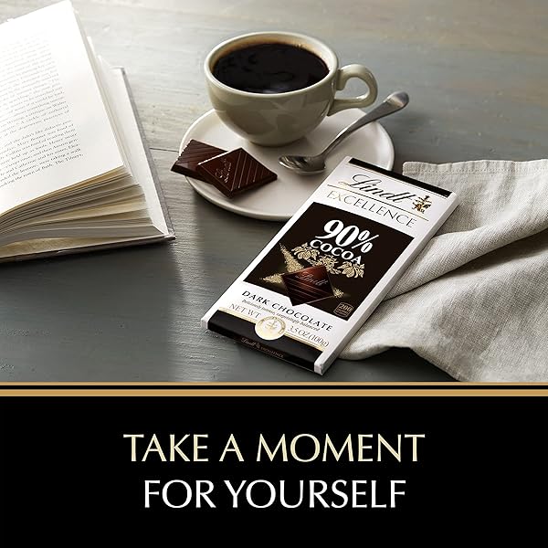 LINDT EXCELLENCE 90% COCOA DARK CHOCOLATE BAR, DARK CHOCOLATE CANDY, 3.5 OUNCE