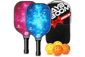 Mayboom Pickleball Paddles Set of 2 or 4, USAPA Approved Pickleball Set with 4 Pickleball Balls and Pickleball Bag, Fiberglass Pickle Ball Rackets 2 Pack for Beginner