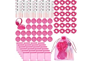 96 Pcs Spa Party Supplies for Women Pink Adult Makeup Party Favor Sleepover Makeup Kit Inlcude Organza Bags Foldable Mirror H