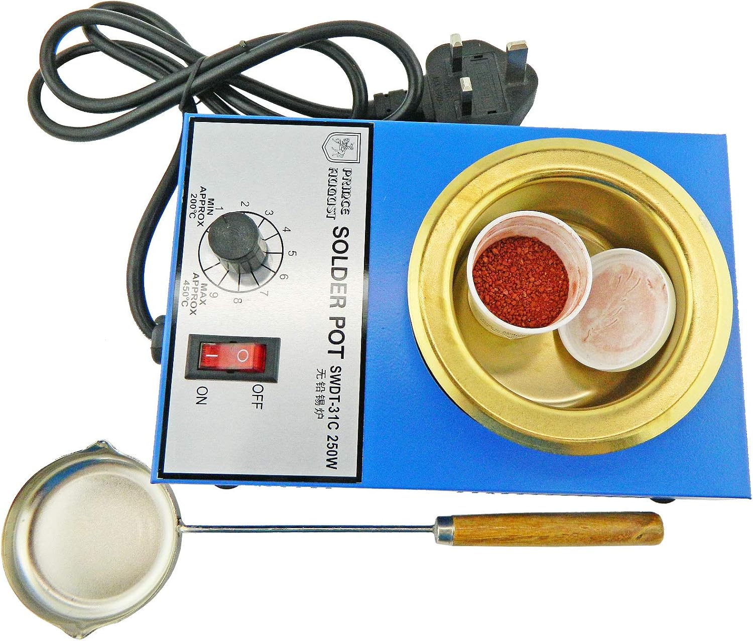 Prince August Solder Melting Pot 220-230v with Hobby Casting ladle and Solder Flux Pot. - Image 3