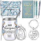 Domensi 7 Pcs International Womens Day Gift Employee Appreciation for Nurse Makeup Bag Tumbler Keychain Notebook Ballpoint Pen for Teacher Professional Dental Medical Assistant Staff Coworker(Blue)