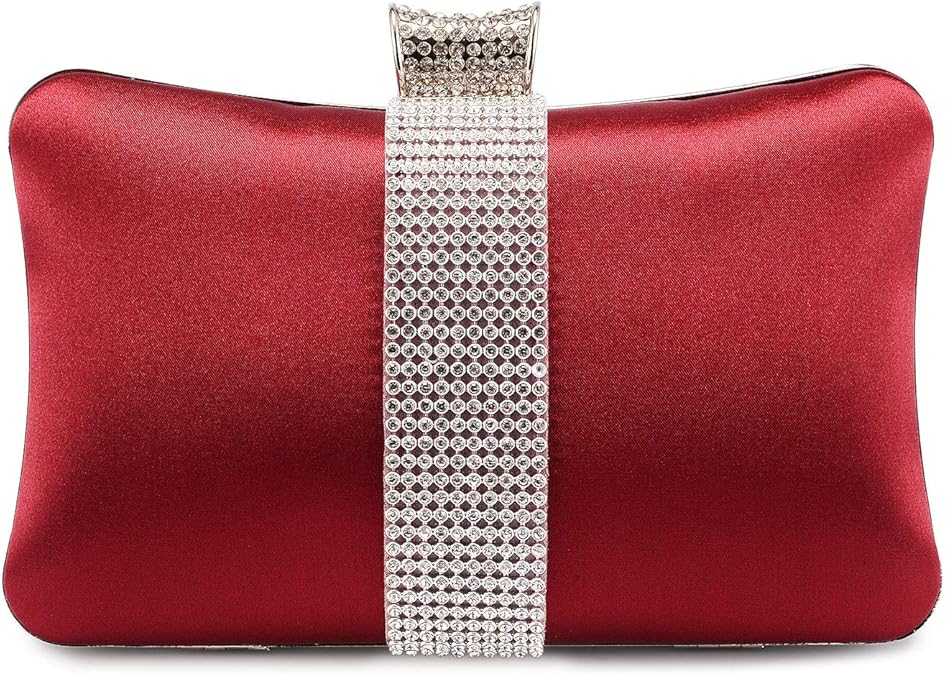 Tanpell Women's Evening Bag Silk Satin Rhinestone Wedding Party Clutche