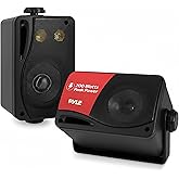 Pyle Outdoor Speakers, Waterproof Wall Mounted Speaker System, Compact 200W Stereo Pair -Perfect for Indoor/Outdoor Use, Boat