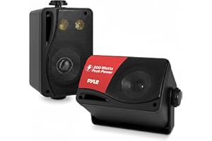 Pyle Outdoor Speakers, Waterproof Wall Mounted Speaker System, Compact 200W Stereo Pair -Perfect for Indoor/Outdoor Use, Boat