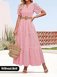 ZESICA Women's 2025 Summer Short Sleeve Maxi Dress