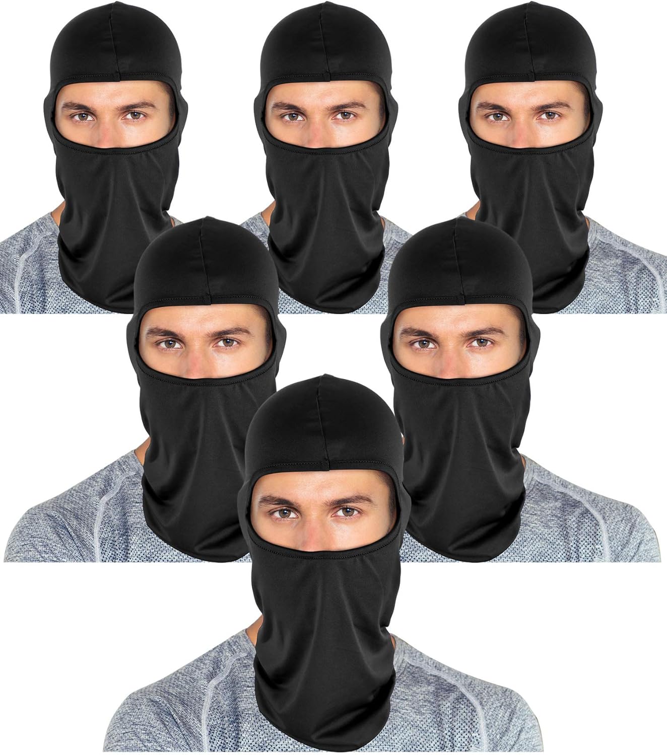 Tatuo 6 Pieces UV Sun Protection Balaclava Full Face Clothing Winter Windproof Ski Face Clothing for Outdoor Motorcycle Cycling Black at  Men’s Clothing store