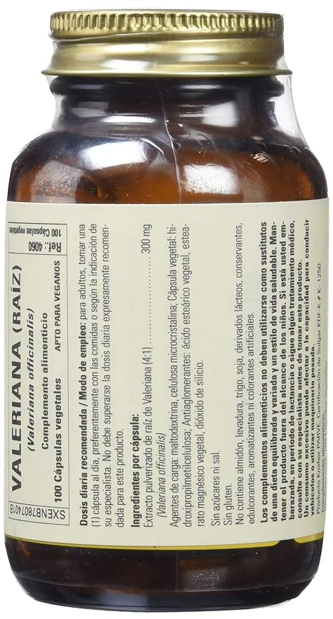 Solgar Valeriana Raíz - 100 Cápsulas: Amazon.es: Salud y cuidado personal