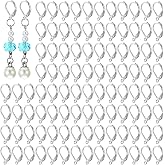 ElevateTech 100 Pcs Leverback Earring Hooks, Stainless Steel Lever Back Earring Clasps French Ear Wire Findings for Dangles Earrings DIY Jewelry Making, Smooth to Open & Close (Silver)
