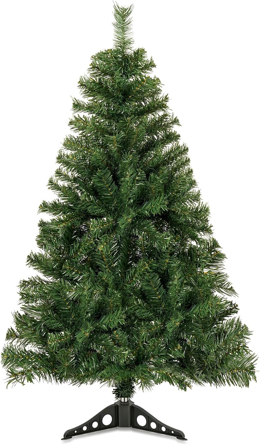 Trees - JEAREY Artificial Holiday Christmas Tree 4ft, Unlit Premium Hinged Spruce Holiday Xmas Tree, 250 Branch Tips & Metal Foldable Stand for Home, Office, Party Decoration, Green