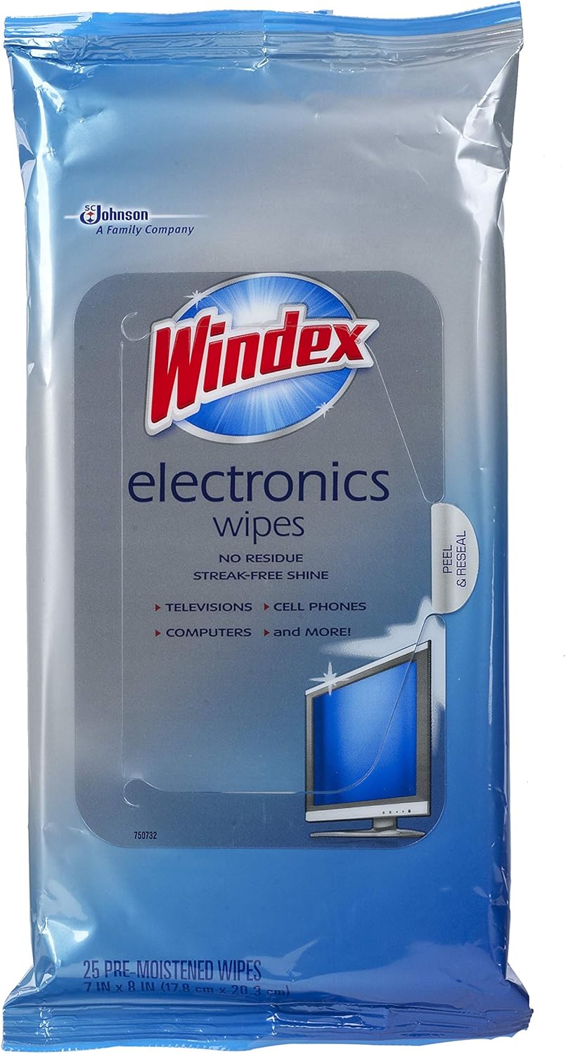 Windex Electronics Screen Wipes for Computers, Phones, Televisions and More, 25 count - Pack of 3 (75 Total Wipes): Health & Personal Care