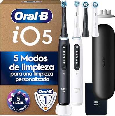 iO 5N Cepillos de Dientes Eléctricos, Negro Y Blanco, Pack de 2