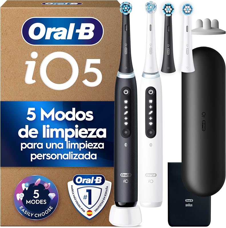 iO 5N Cepillos de Dientes Eléctricos, Negro Y Blanco, Pack de 2