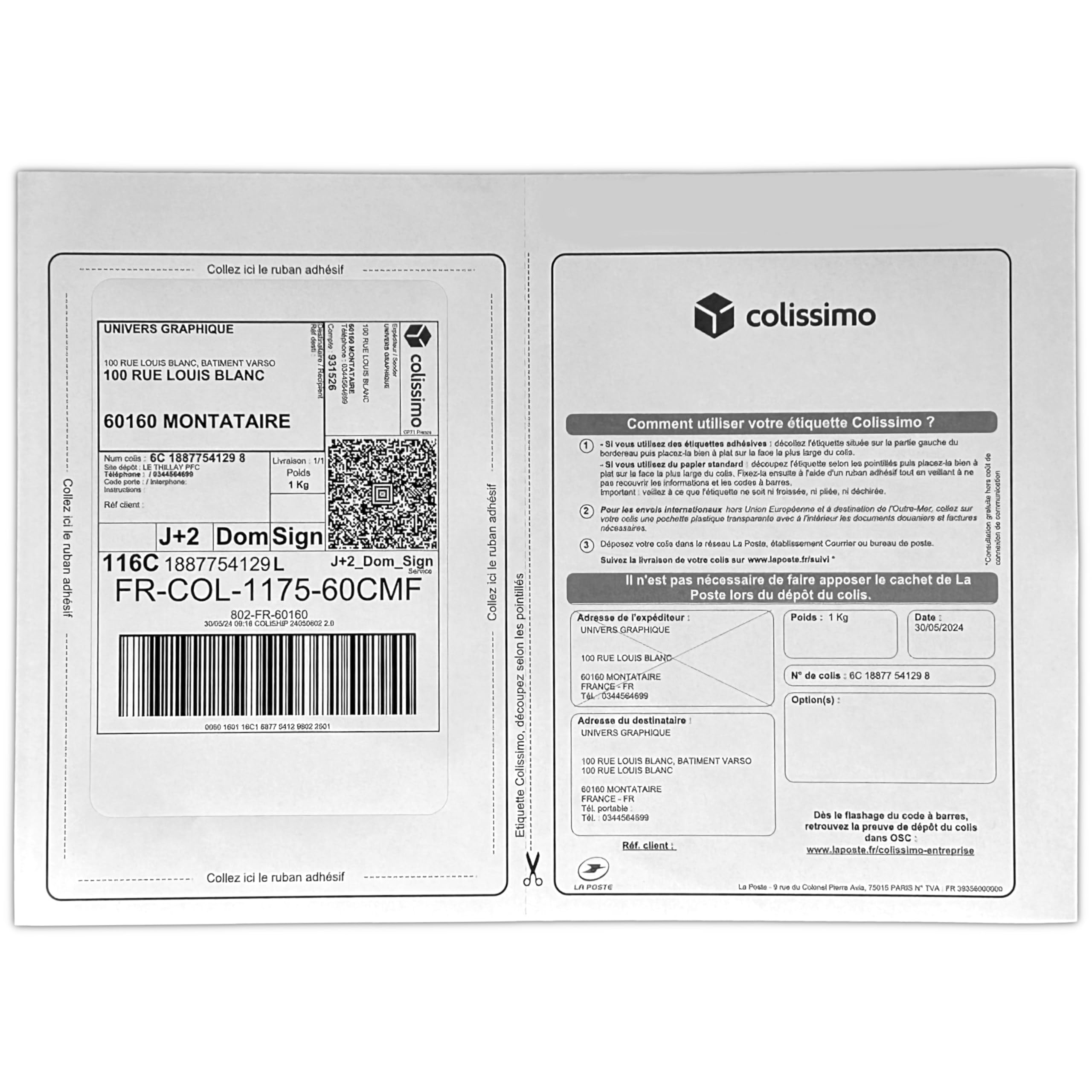 UniversGraphique, 1000 Sticky A5 Labels on A4 Sheets, White Adhesive, 210 x 148.5 mm, 500 Sheets, 2 Labels per Sheet