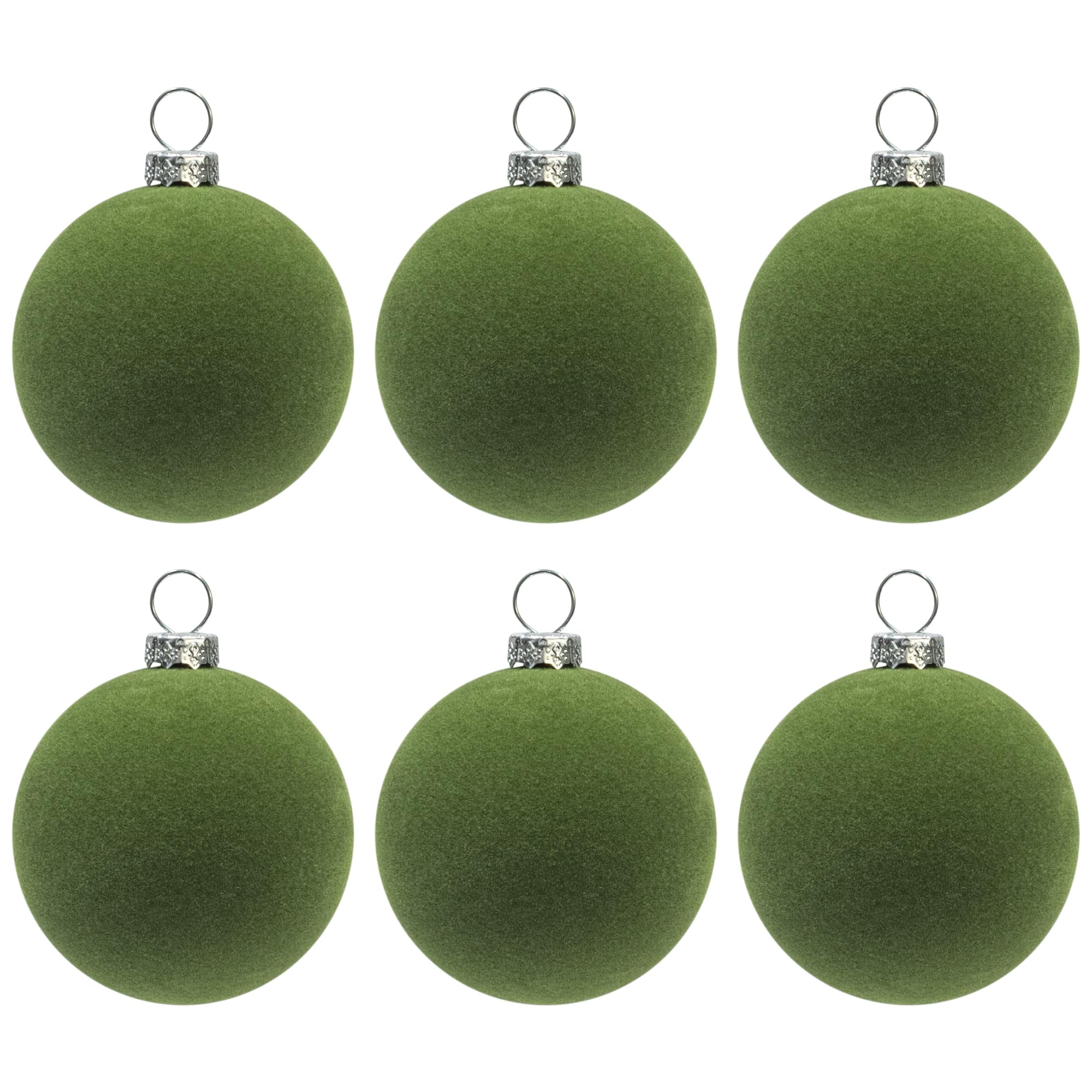 KI Store Moss Green Velvet Ball Ornaments 6pcs 6cm for Party Christmas Tree Baby Shower First Christmas Decorations